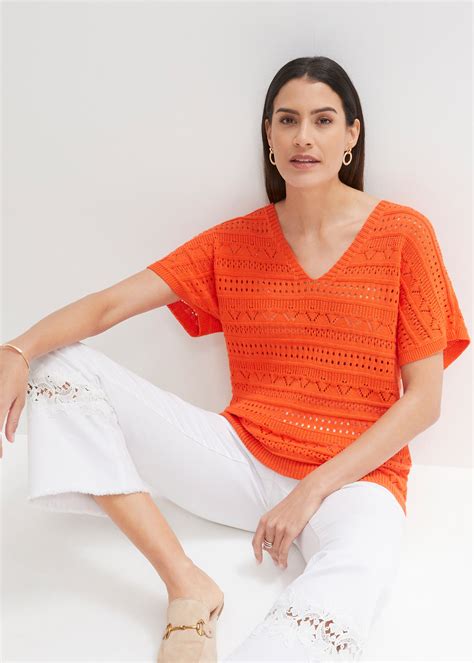 Sommerlicher Ajour Pullover Orange