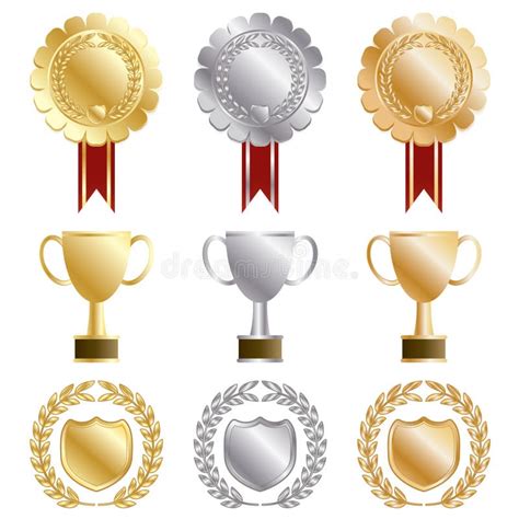 gold silver bronze stock vector illustration  rosette