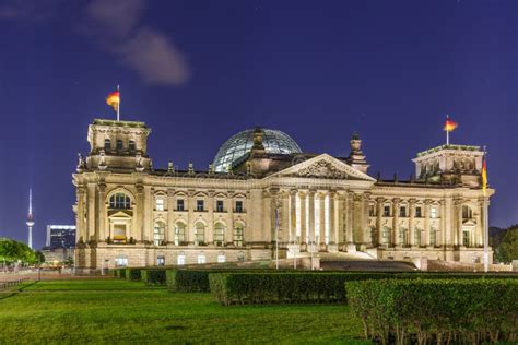 Night View of Bundestag Reichstag Building in Berlin, Germany Stock Image - Image of history ...