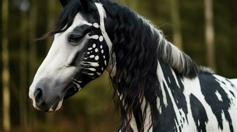 a horse with a black mane and white markings 30648723 Stock Photo at ...