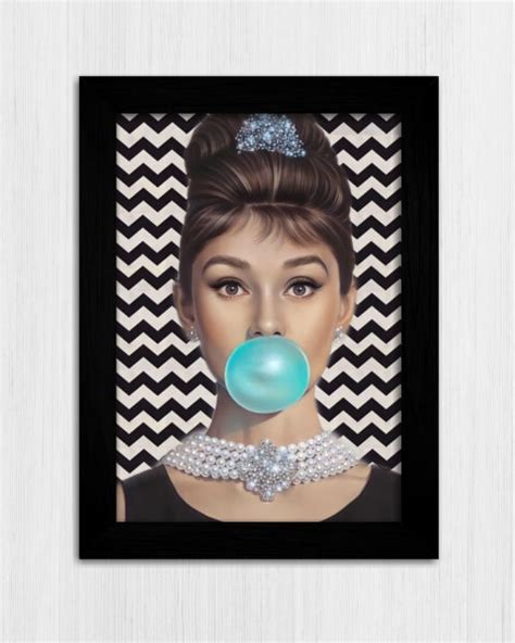 Quadro Decorativo Audrey Hepburn Listras Black Vintage