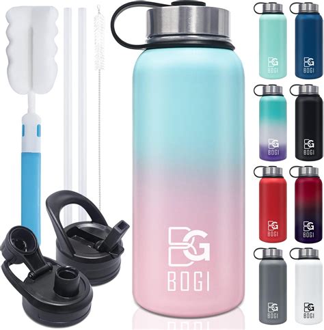 Bogi 32oz Insulated Water Bottle 2 Pack Double Wall Vacuum Stainless