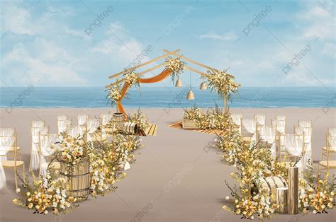 Orange Bohemian Idyllic Outdoor Beach Wedding Renderings Template