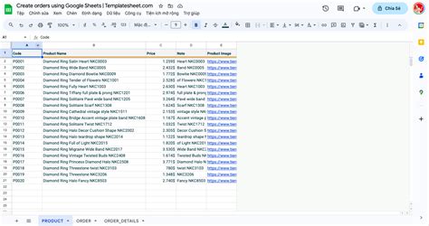 Create orders using Google Sheets - Google sheets templates for human resources, timekeeping ...