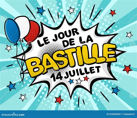 Translation From French Bastille Day 14th July Comic Pop Art Banner