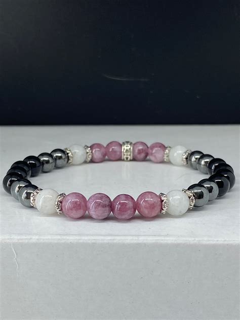 Lepidolite Hematite Black Tourmaline Moonstone Bracelet Etsy