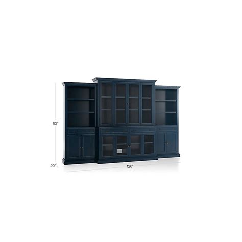 Cameo Indigo 4 Piece Glass Door Wall Unit With Storage Bookcases