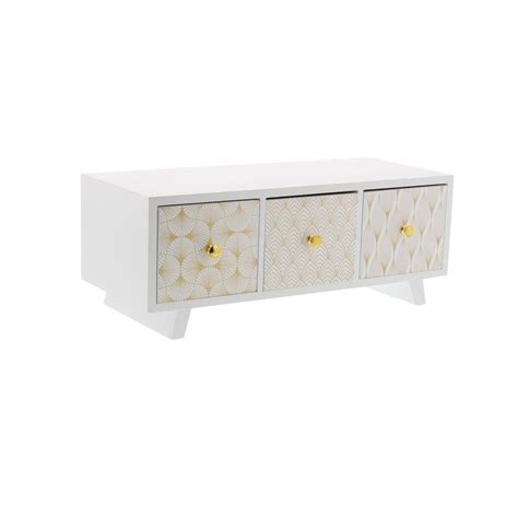 Litton Lane White Wood Contemporary Jewelry Box The Home Depot