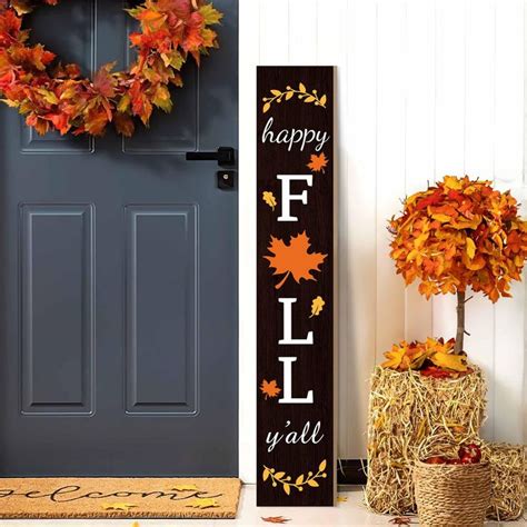 Fall Porch Sign Wooden Hanging Porch Decor Autumn Vertical Fall Welcome