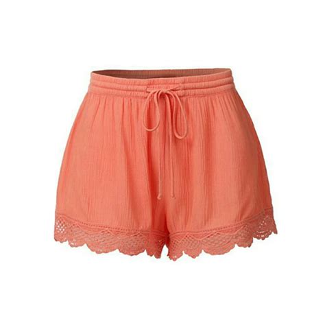 European Summer Shorts Women Vintage Beach Solid Elastic Waist Bow