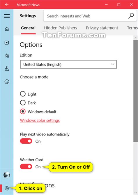 Turn On Or Off Weather Card For Microsoft News App In Windows 10 Tutorials