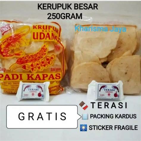 Jual Kerupuk Udang Padi Kapas Ukuran Besar Gram Gratis Terasi Khas