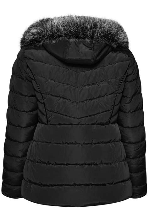 Black Hooded Panel Puffer Coat Sizes 16 40 Yours Clothing