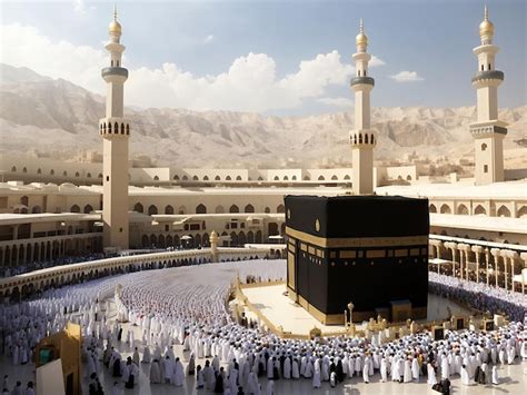 La Kaaba Sagrada En La Meca Arabia Saudita Es Un Punto De Referencia