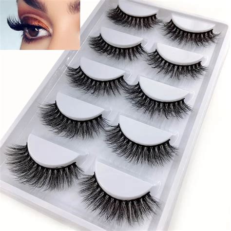 New 1 Box 5 Pairs Natural Long Eye Lashes 3D Multi Layer Curling Cross