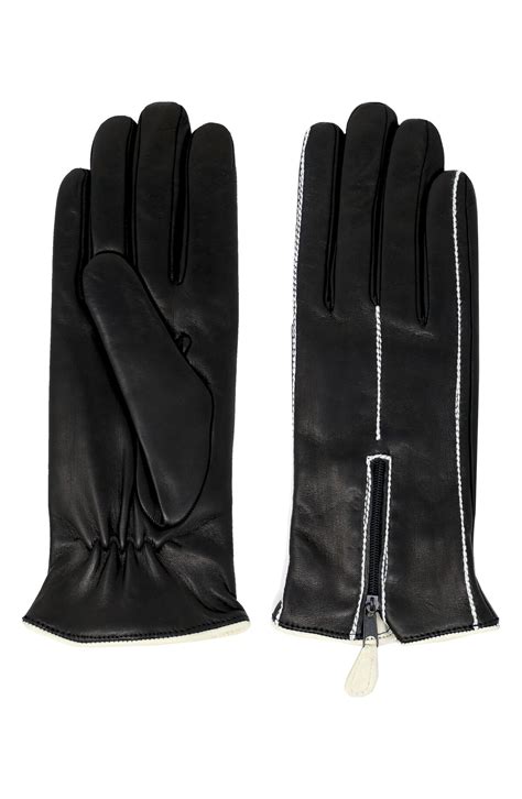 Nicoletta Rosi Contrast Stitch Cashmere Lined Lambskin Leather Gloves