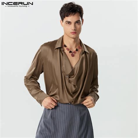 Incerun Camisa Irregular De Sat N Para Hombre Ropa De Calle De Manga