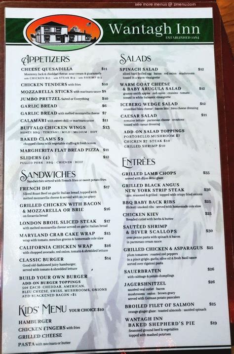 Online Menu of Wantagh Inn Restaurant, Wantagh, New York, 11793 - Zmenu