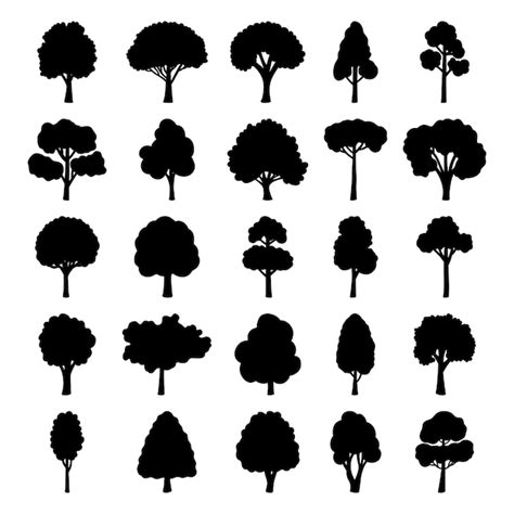 Premium Vector Trees Silhouette Set Isolated Vector Illustration On