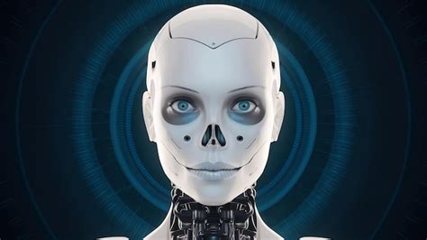 Premium Photo Robot Cyborg Woman Humanoid Face Skull Technological