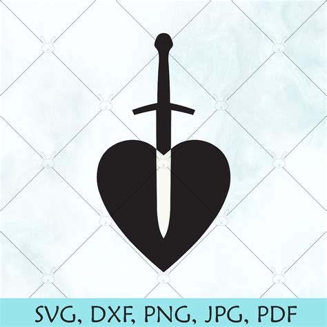 Heart Sword Svg Heart With Sword In It Svg Heart And Etsy India