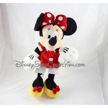 Peluche Classique Minnie Disney Store Robe Rouge Pois Blanc Cm