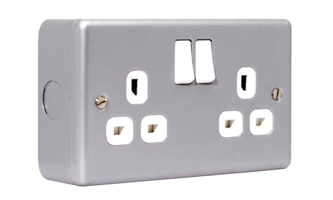 Metal Clad 13amp Double 2 Gang Switched Socket Twin Industrial Wall