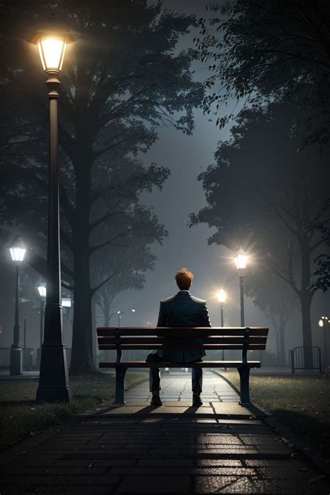 A Bench Under A Street Light In The Dark Sfondi Immagini Buon