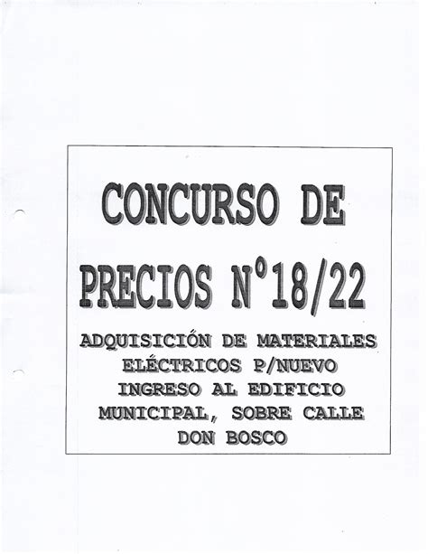 Concurso De Precios N Municipalidad De General Acha