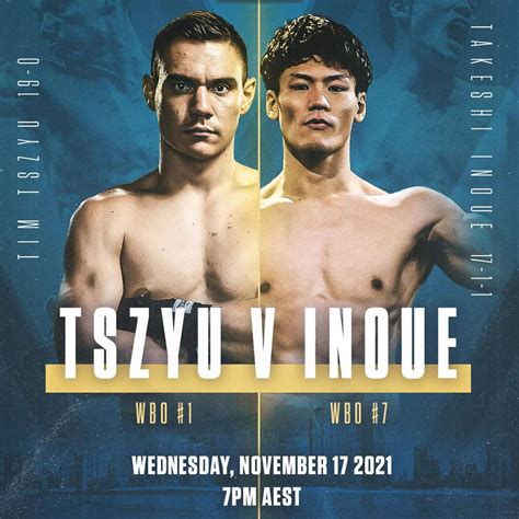 Tim Tszyu Fight Tim Tszyu Vs Takeshi Inoue Official For November 17