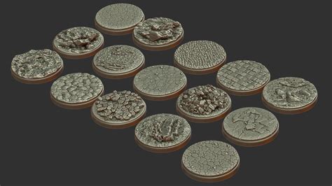 Artstation Pack 4 15 Miniature Bases 50mm 3d Print Ready Obj