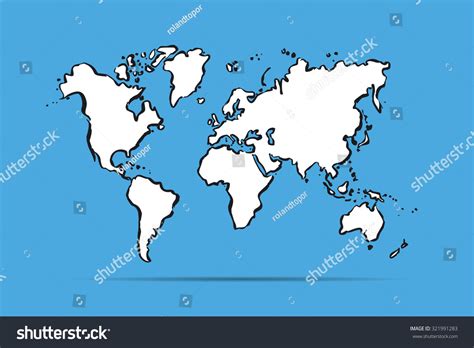 vector drawing map world borders continents