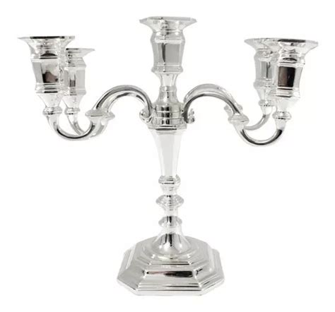 Candelabro Decorativo 5 Velas Banhado A Prata 274 Parcelamento Sem