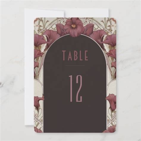 Lily Table Numbers Vintage Art Nouveau Wedding Zazzle