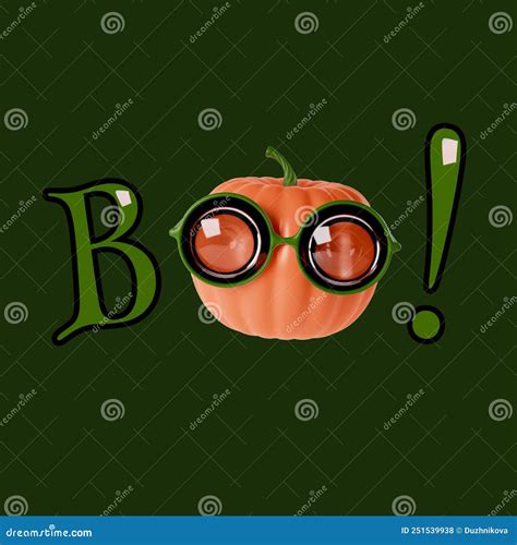 Funny Orange Cartoon Pumpkin Head In Round Glasses Character Concept