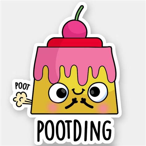 Poot Ding Funny Pudding Fart Pun Sticker Zazzle En 2024