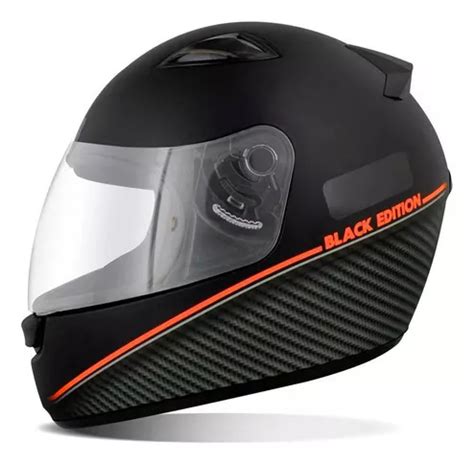 Capacete Moto Ebf Spark Black Edition Preto Fosco Laranja Cor Preto