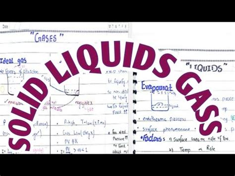 Gas Liquid Solid Notes Mdcat Ecat Jee Neet Etea Dr Uas Youtube