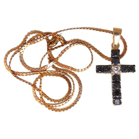 135ct Natural Black Diamonds Cross Necklace 14kt For Sale At 1stdibs