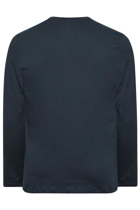 JACK JONES Big Tall Big Tall Navy Blue Printed Long Sleeve T