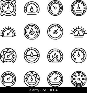 Barometer Control Icons Set Outline Set Of Barometer Control Vector