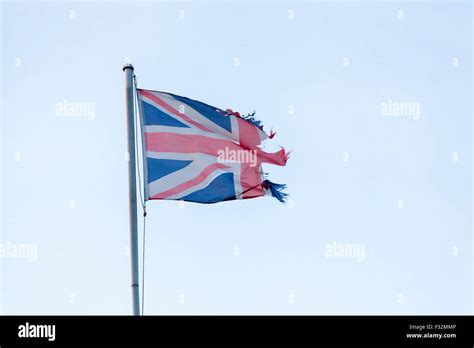 Ripped Uk Flag Tattered And Torn Union Jack Suggesting An Independence