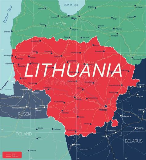 Detailed Lithuania Administrative Map With Country Flag And Location On