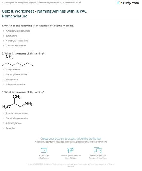 Amine Nomenclature Worksheet With Answer Key Printable Word Searches