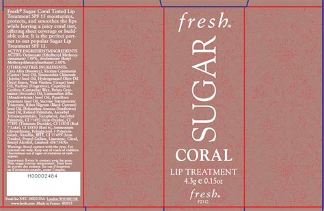 Fresh Sugar Coral Tinted Lip Treatment Spf Octinoxate Avobenzone Stick