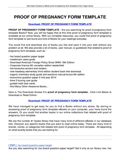 Fillable Online Proof Of Pregnancy Form Template Pdf Proof Of