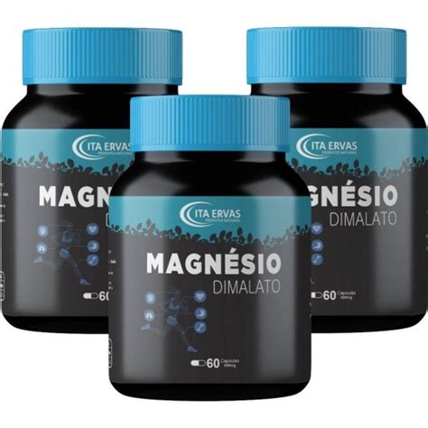 Kit 3x Magnesio Dimalato Puro 500mg 120 Capsula Gelatinosas Meissen