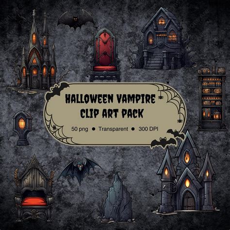 50 Halloween Vampire Clip Art, Digital Download, Creative Projects ...