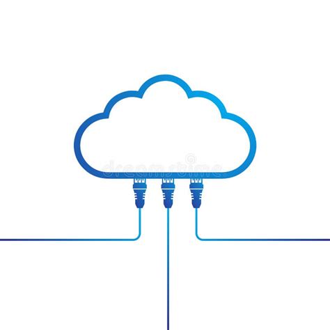 Nube Conectada Con Cables De Red Ethernet Computación En Nube Digital Y