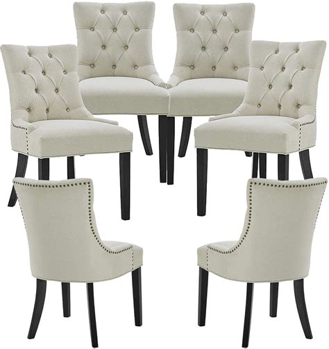 Buy Dining Room Chairs Set Of 6 Button Tufted Parsons Accent Armless